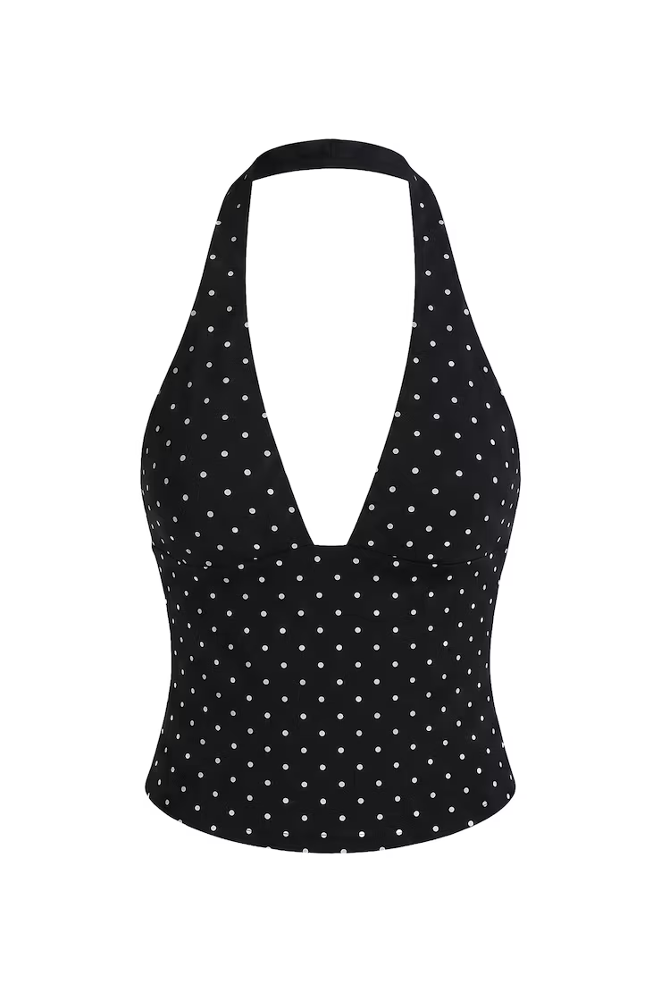 Stretchterry Plunge Halter Top - Image 2