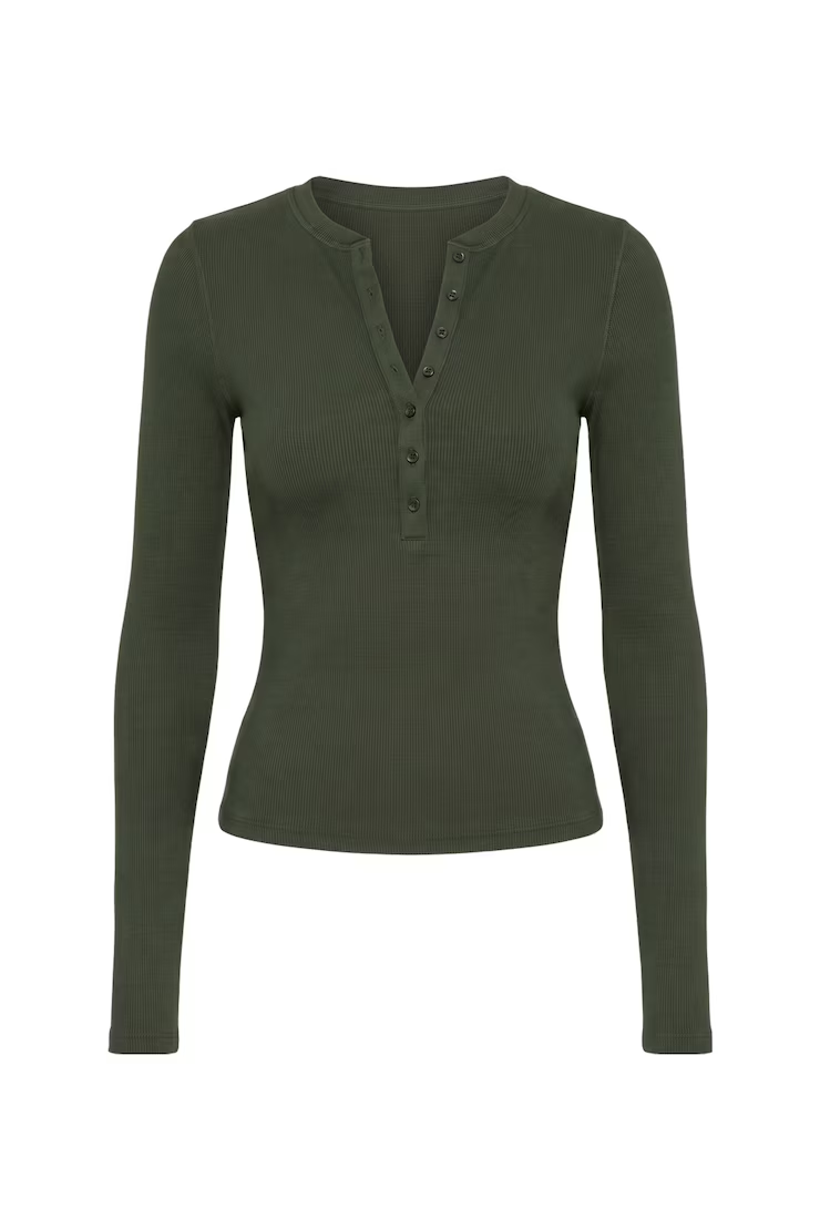 Snatchrib Crewneck Henley Long Sleeve Top - Image 2
