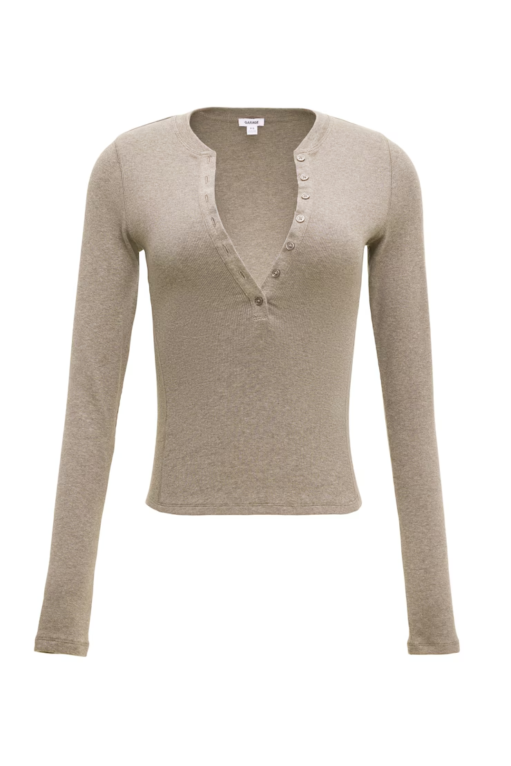 Snatchrib Crewneck Henley Long Sleeve Top - Image 2