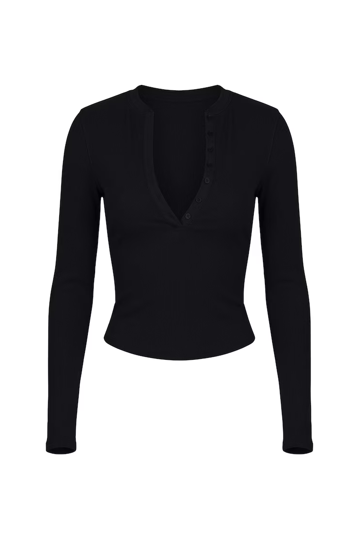 Snatchrib Crewneck Henley Long Sleeve Top - Image 2