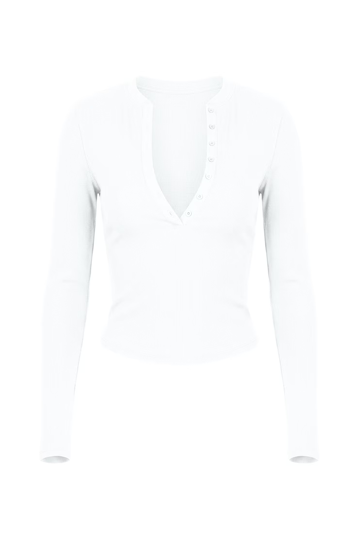 Snatchrib Crewneck Henley Long Sleeve Top - Image 2