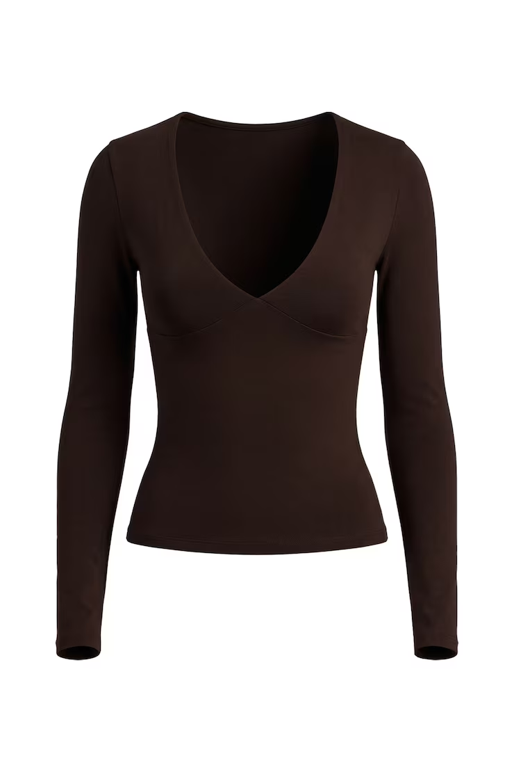 Sleek Plunge Longsleeve Top - Image 2