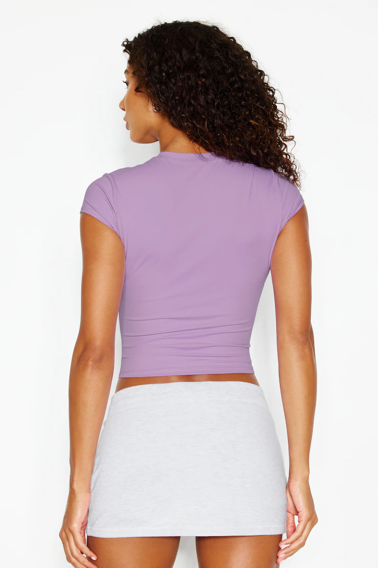 Sleek High V-Neck Short Sleeve Top - Image 6