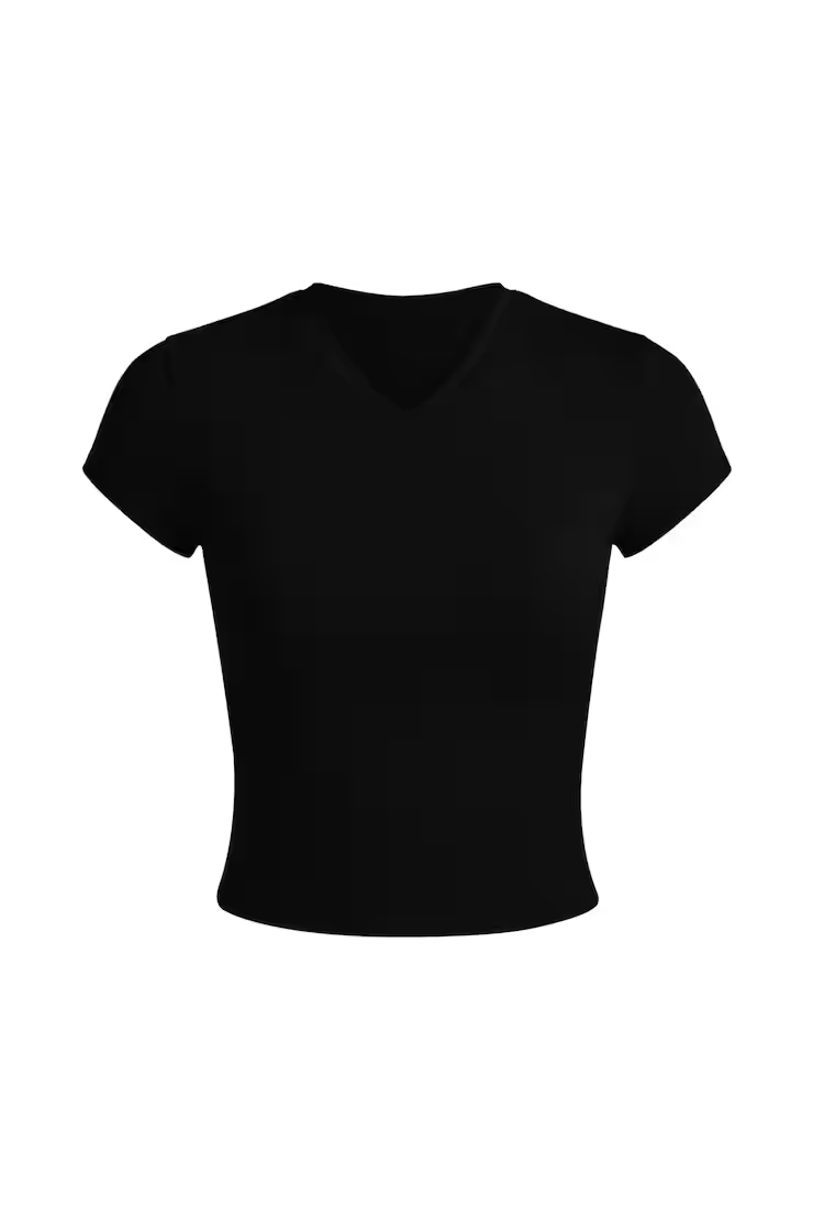 Sleek High V-Neck Short Sleeve Top - Image 2