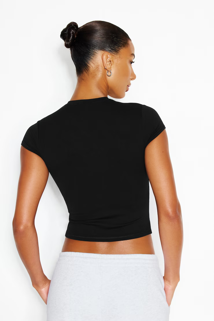 Sleek High V-Neck Short Sleeve Top - Image 6
