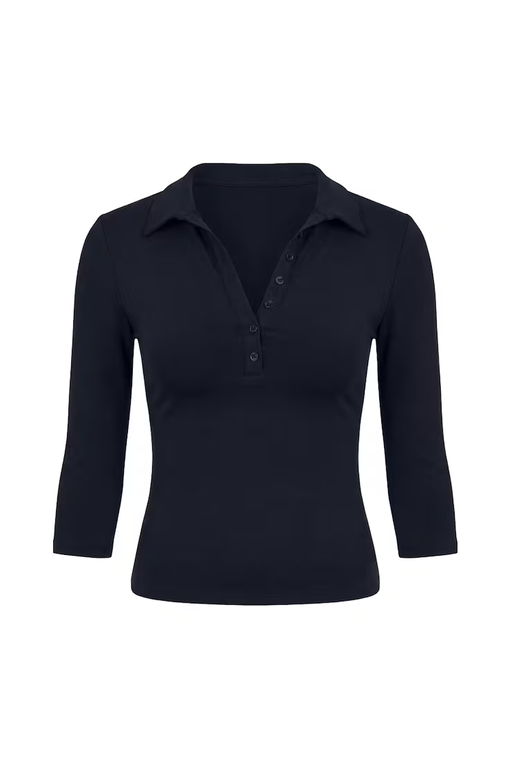 Sleek 3/4 Sleeve Polo Top - Image 2