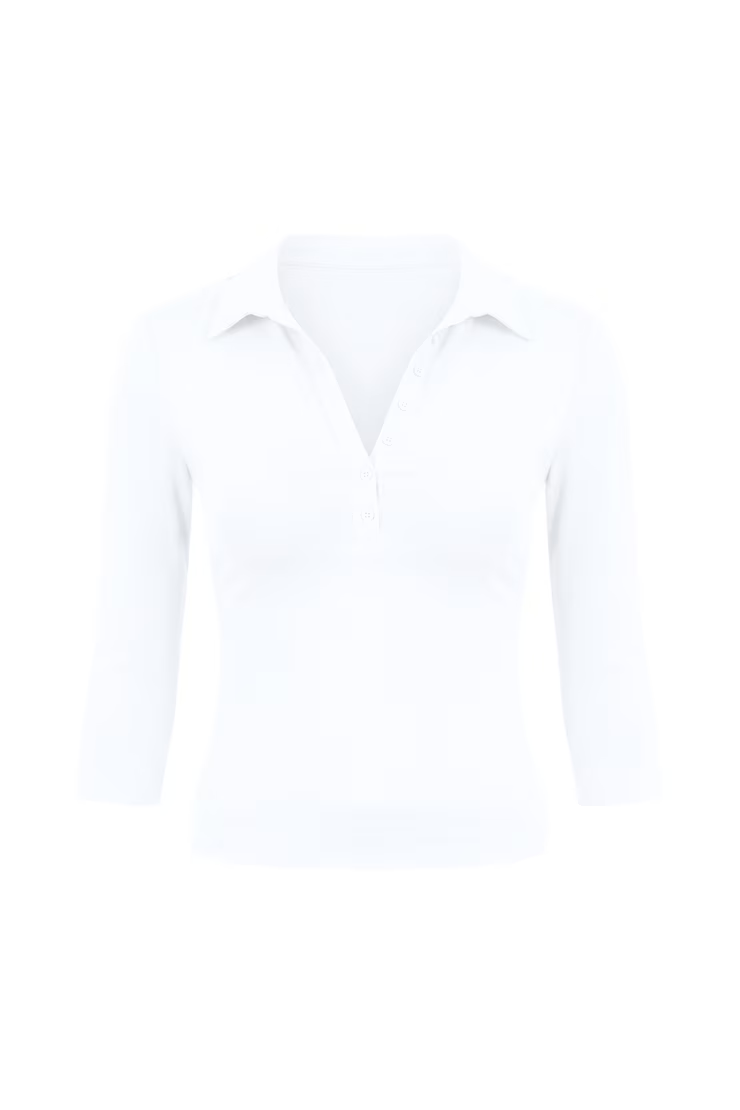 Sleek 3/4 Sleeve Polo Top - Image 2