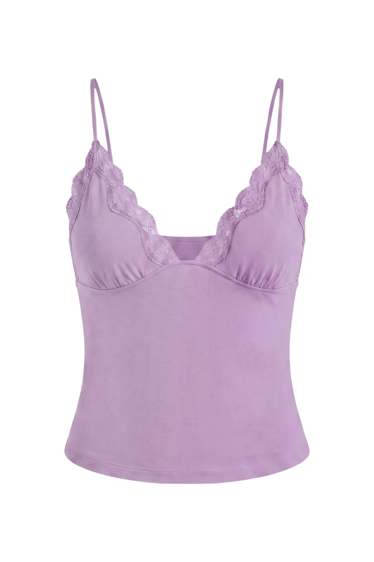 Plunge Lace Trim Cami Top - Image 2