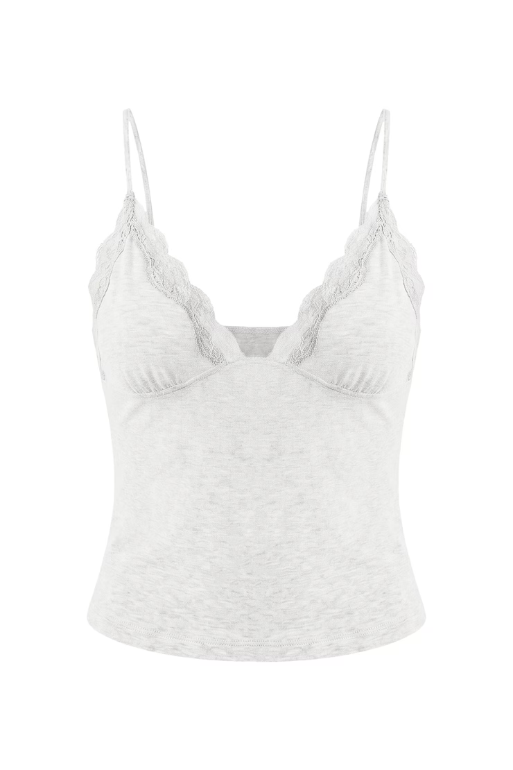 Plunge Lace Trim Cami Top - Image 2