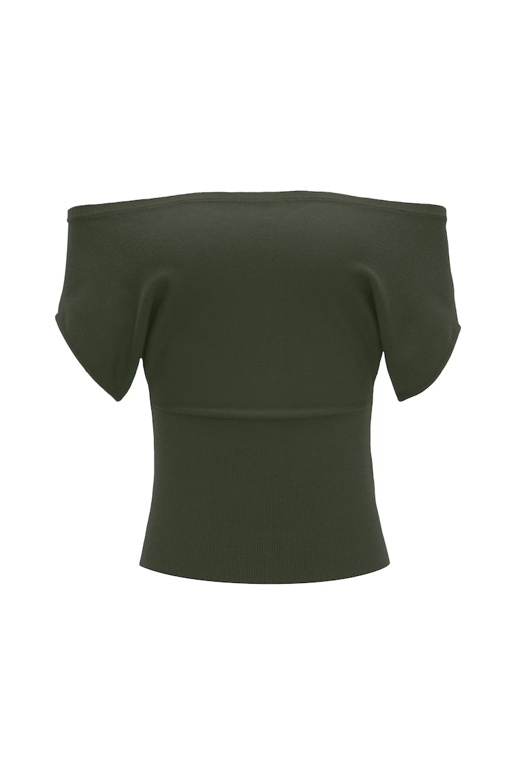 Off Shoulder Short Sleeve Cinch Waist Top - Image 2