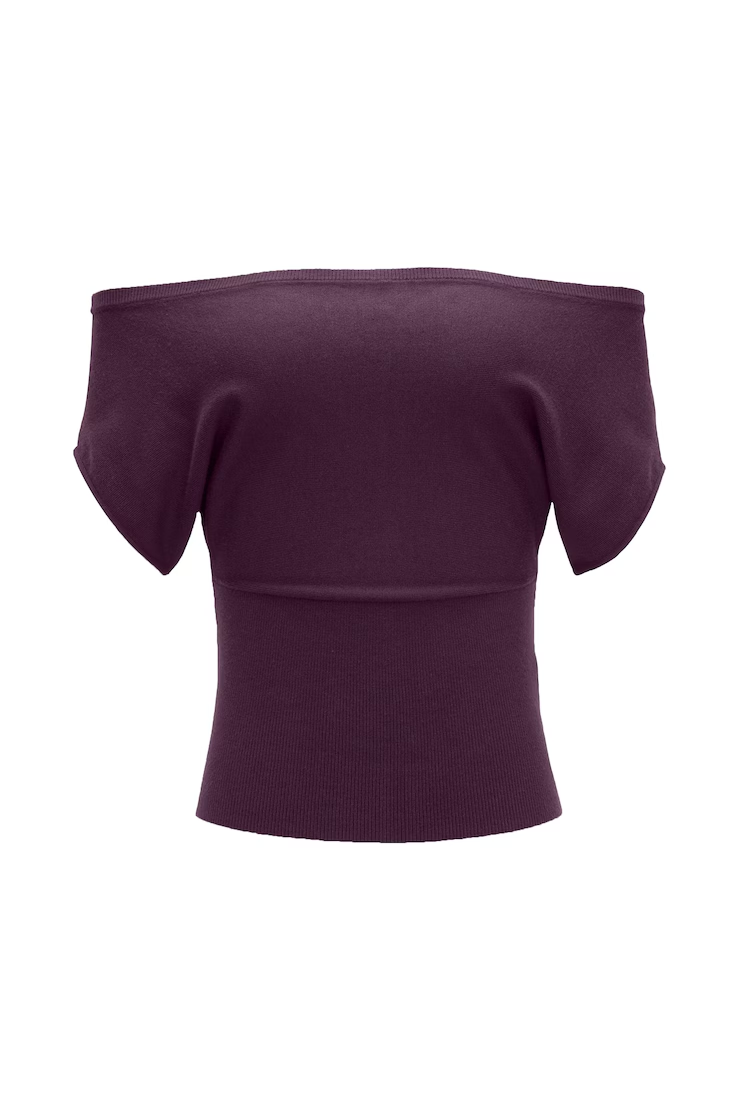 Off Shoulder Short Sleeve Cinch Waist Top - Image 2