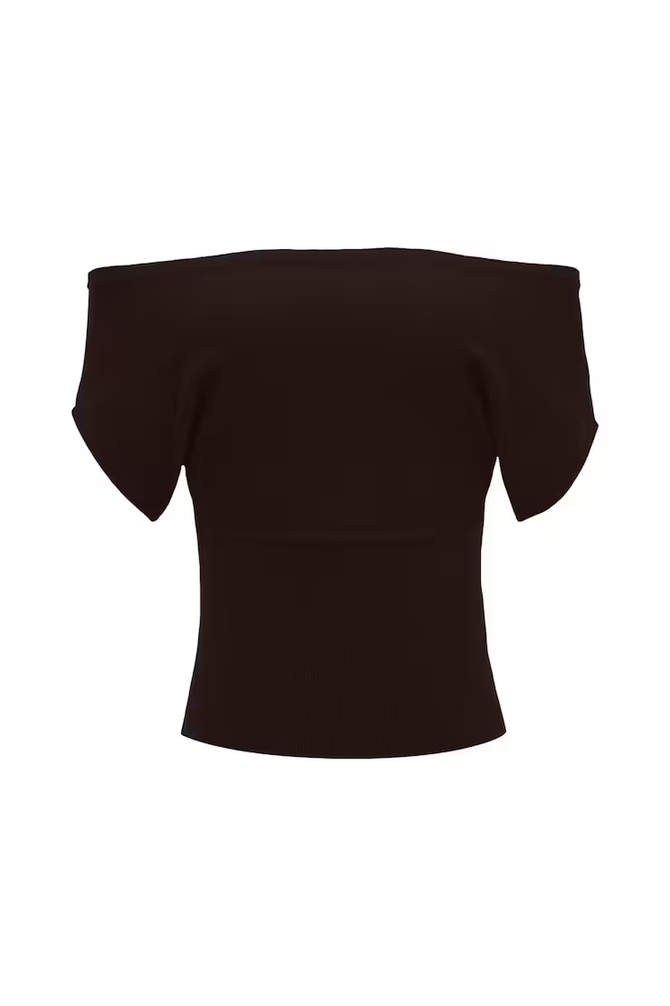 Off Shoulder Short Sleeve Cinch Waist Top - Image 2