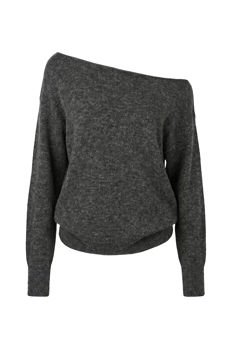 Long Sleeve Spongy Relaxed Off Shoulder Sweater - Image 2