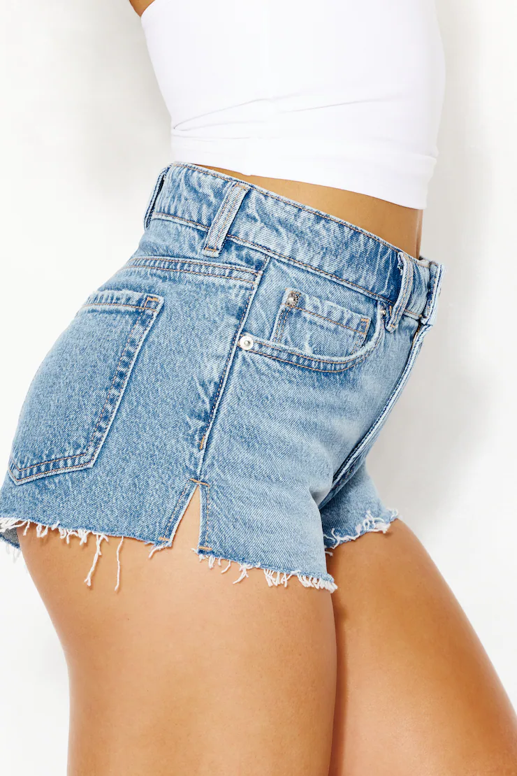 High Rise Cheeky Denim Shorts - Image 3