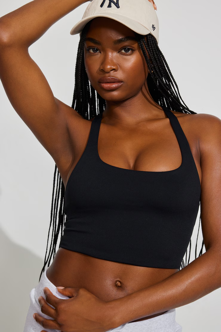 Active Cropped Racerback Tank Top