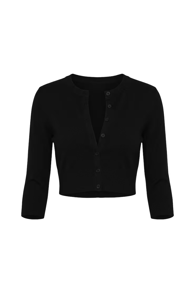 Ultra Cropped Cardigan Long Sleeve Top - Image 2